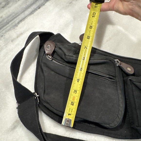 Urban Outfitters Rotcho Canvas Crossbody Bag Black Solid‎ Cotton - Picture 11 of 12